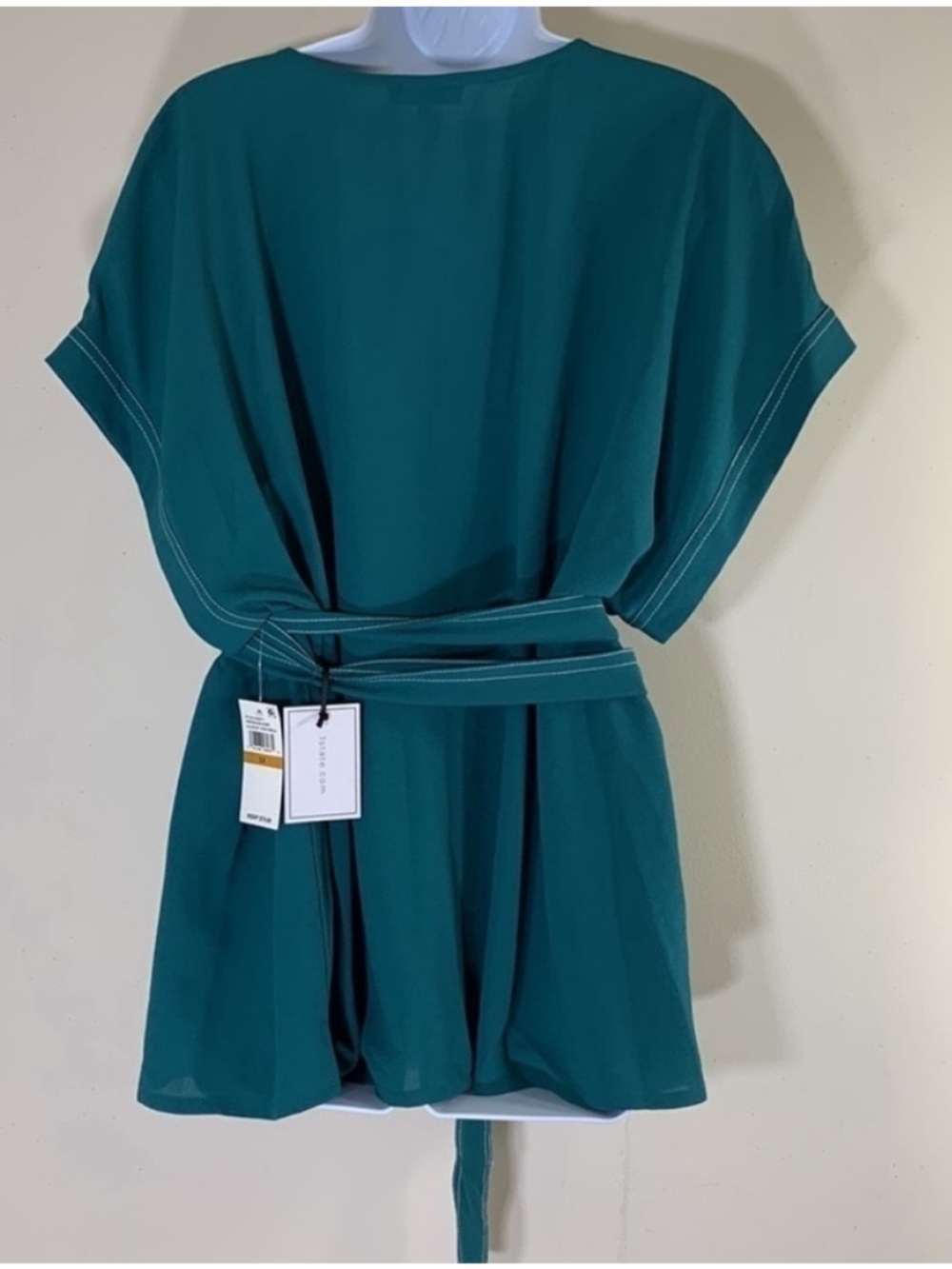 1. State Veridian Blooms Contrast Stitch Tie Waist Blouse. 3X. NWT. - Picture 8 of 8
